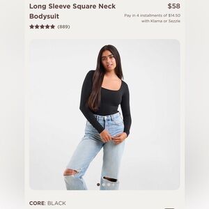 Nuuds square neck black bodysuit XL